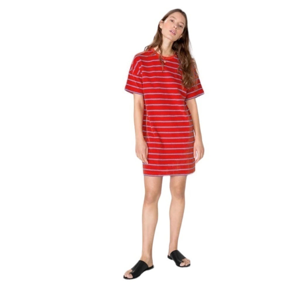 & Other Stories Striped Terry T-Shirt Short Sleeve Dress Size 6 Medium
